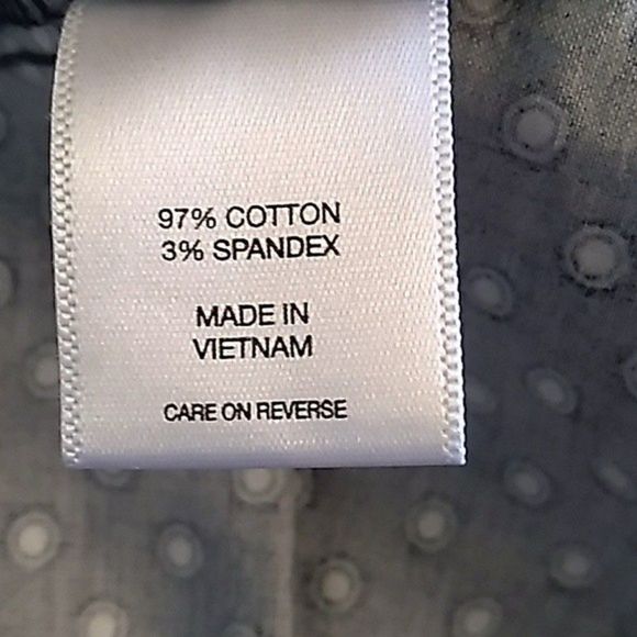 NWOT BLOUSE FITTED COTTON STRETCH RUCHED NAVY BLUE COMBO SIZE X-SMALL WOMENS XS - Picture 8 of 8